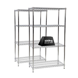 2x Eclipse Chrome Wire Shelving - 1820mm High - 300kg