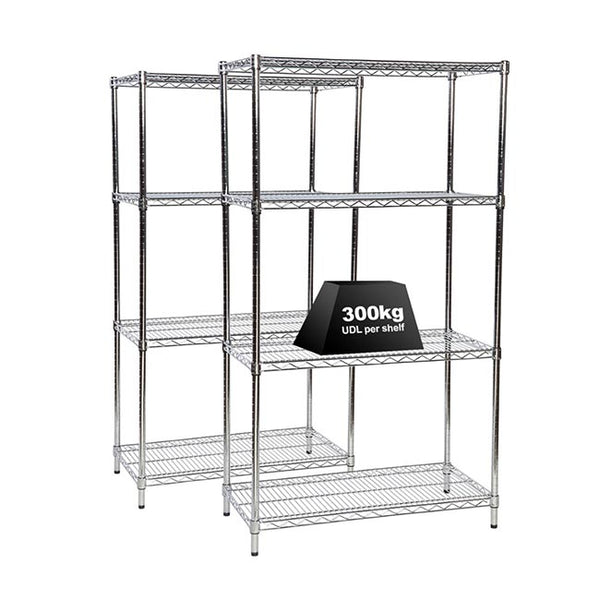 2x Eclipse Chrome Wire Shelving - 1820mm High - 300kg