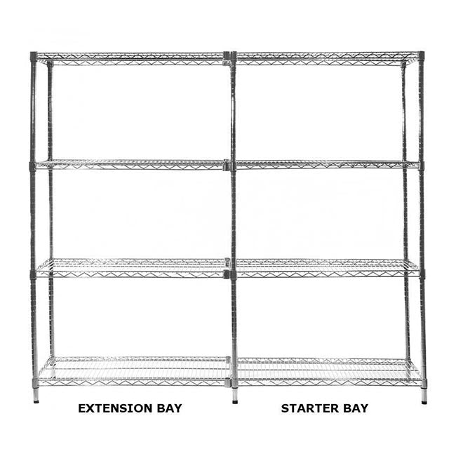 1x Eclipse Chrome Wire Shelving Extension Bay - 1625mm High - 300kg