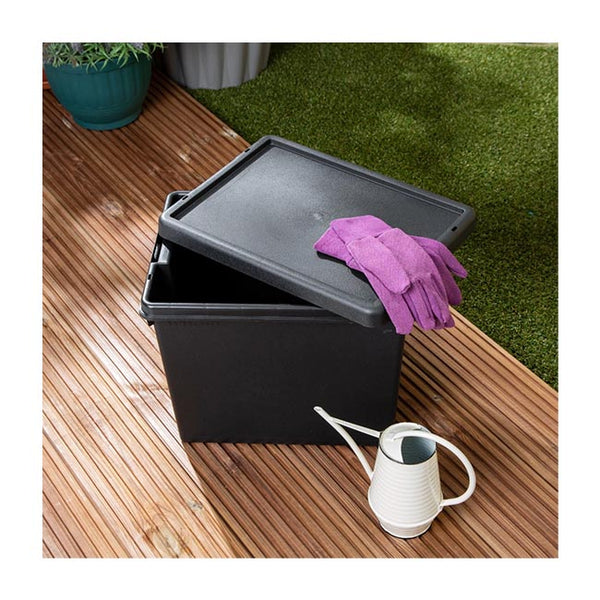 Scatole Plastica Con Coperchio Grandi Scatola Con Ruote Rotho Evo 65L - Contenitore Plastica Grigio/Trasparente Scatola Ripostiglio Rotolante