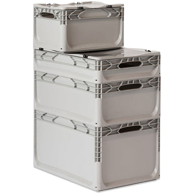 Euro Containers with Hinged Lids - Light Grey - All Sizes