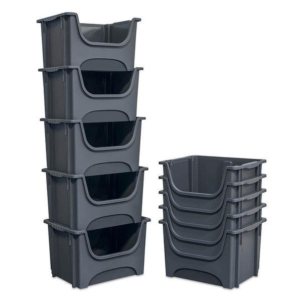 50L Large Stacking Pick Bins - Grey