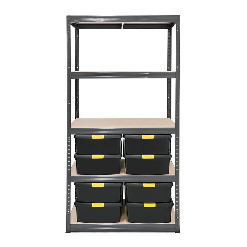 1x VRS Shelving Unit - 1800mm High - Grey with Wham DIY Recycled Plastic Storage Boxes