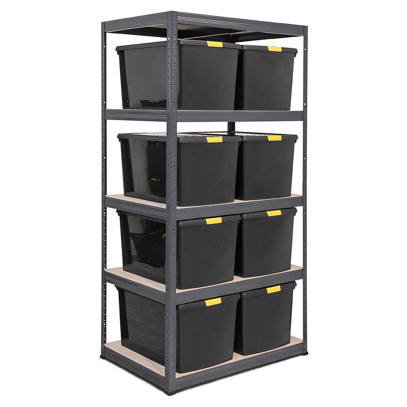 1x VRS Shelving Unit - 1800mm High - Grey with Wham DIY Recycled Plastic Storage Boxes