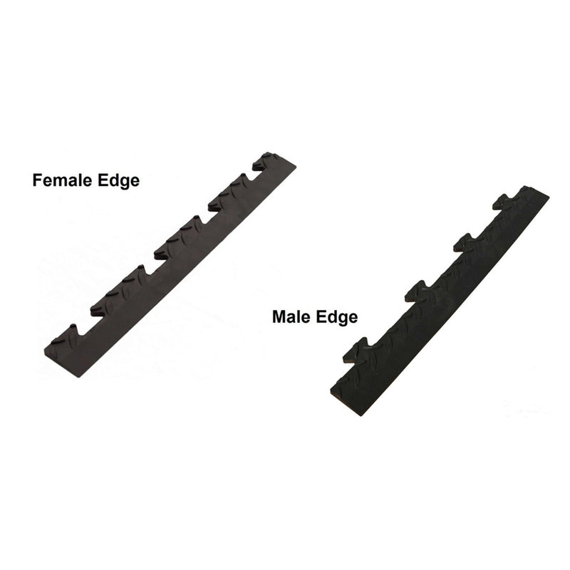 Garage Interlocking Ramped Female Edges - All Patterns - Black/Yellow