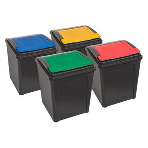 4x 50L Recycling Bin with Flip Lid - All Colours