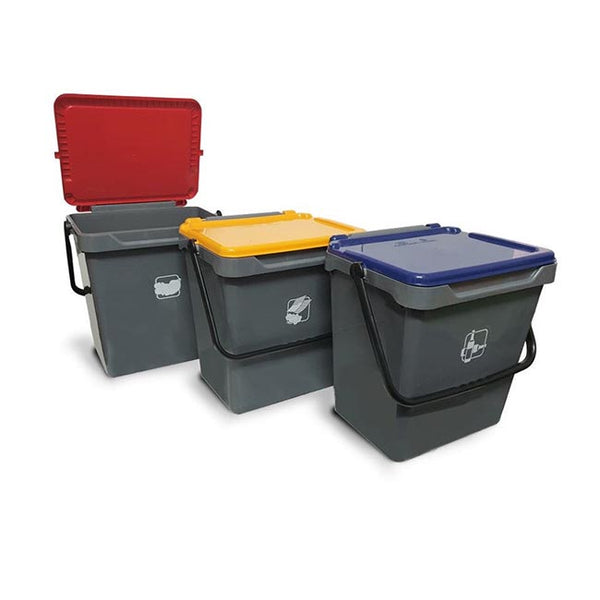 3x 30L Recycling Bins with Flip Lids