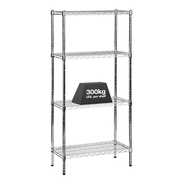 1x Eclipse Chrome Wire Shelving - 1820mm High - 300kg