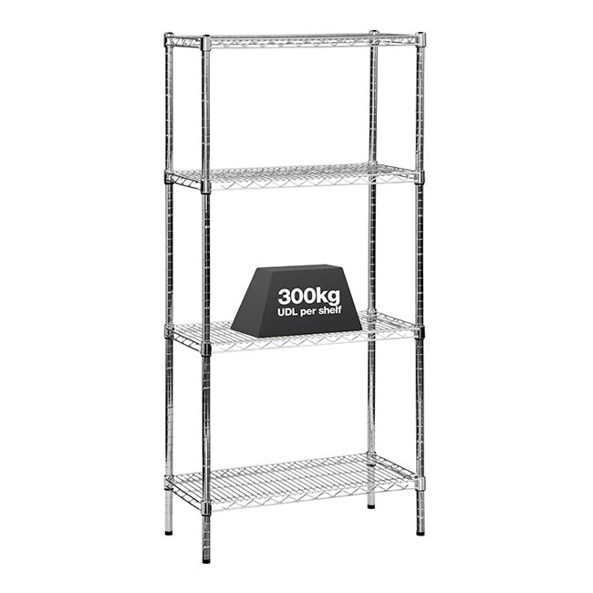2x Eclipse Chrome Wire Shelving - 1625mm High - 300kg