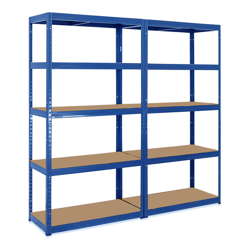 2x Storalex VRS Shelving Units 1800mm High Blue with 8x 24L Strata ...