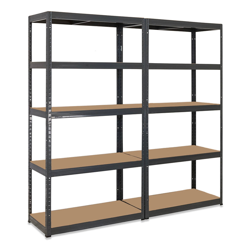2x VRS Shelving Units - 1800mm High - Grey with 12x 24L Strata Plastic Storage Boxes