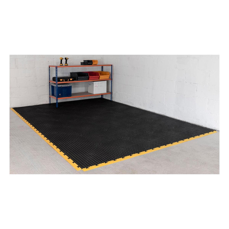 Interlocking Floor Tiles (PVC) - Checker Plate Surface