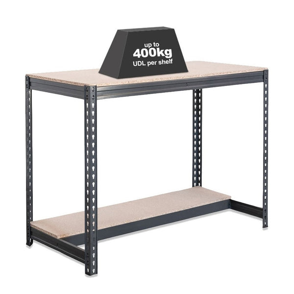 1x CRW Workbench - Lower Half Shelf - 915mm High - 400kg - Chipboard - Grey