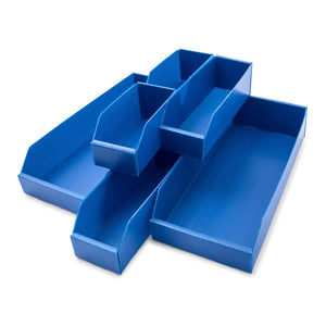 K-Bins Flat Pack Corrugated Plastic Parts Bins - Blue