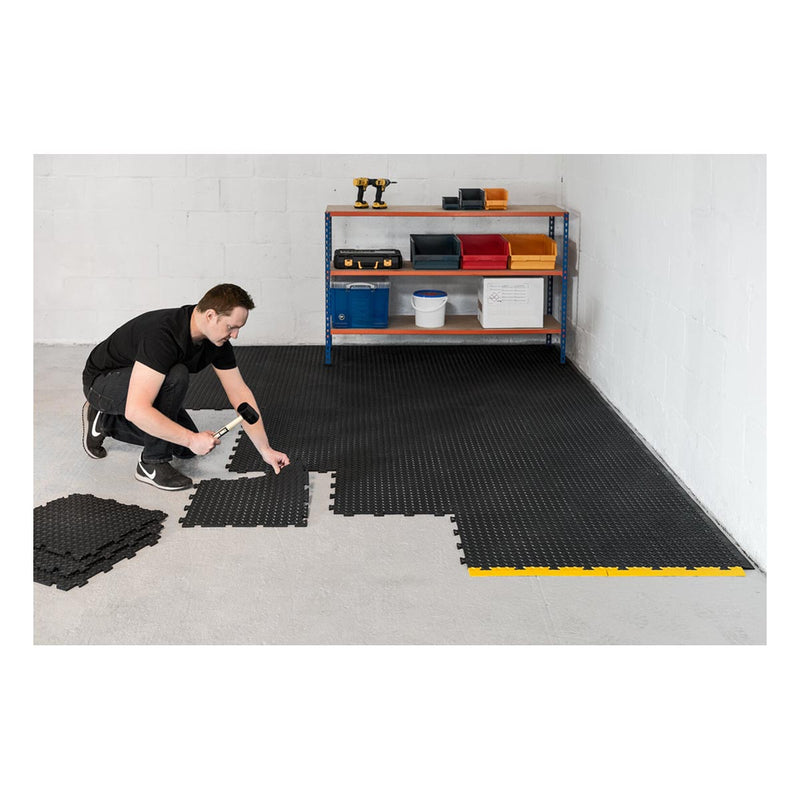 Interlocking Floor Tiles (PVC) - Checker Plate Surface