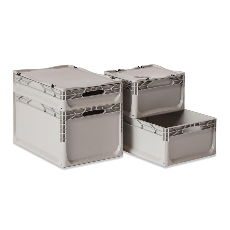 Euro Containers with Hinged Lids - Light Grey - All Sizes