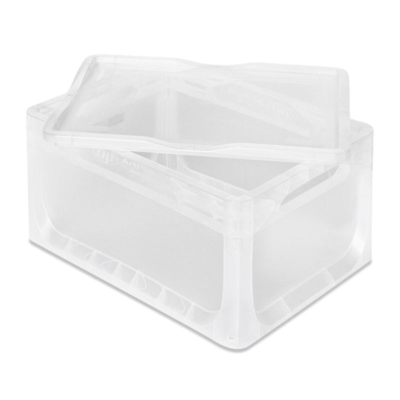 Euro Containers with Hinged Lids - Clear - All Sizes