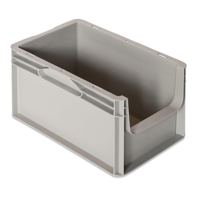 2x Open Front Euro Containers - Light Grey - 2 Sizes