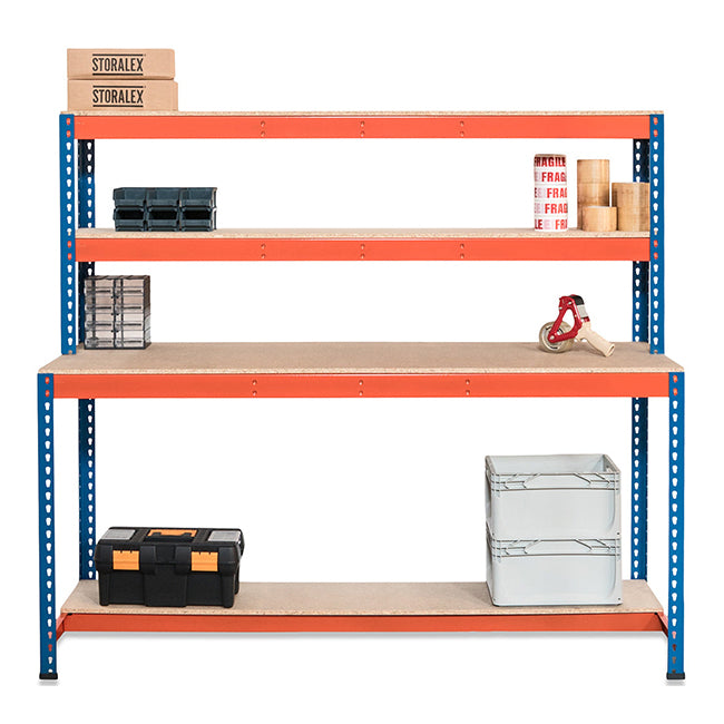 SX400 Workstation - Lower Half Shelf - 1677mm High - 400kg - Chipboard - Blue & Orange