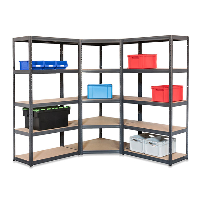 Tufferman Racking 3x Storalex VRS Corner Garage Shelving 1800mm High 200/280kg Grey ...