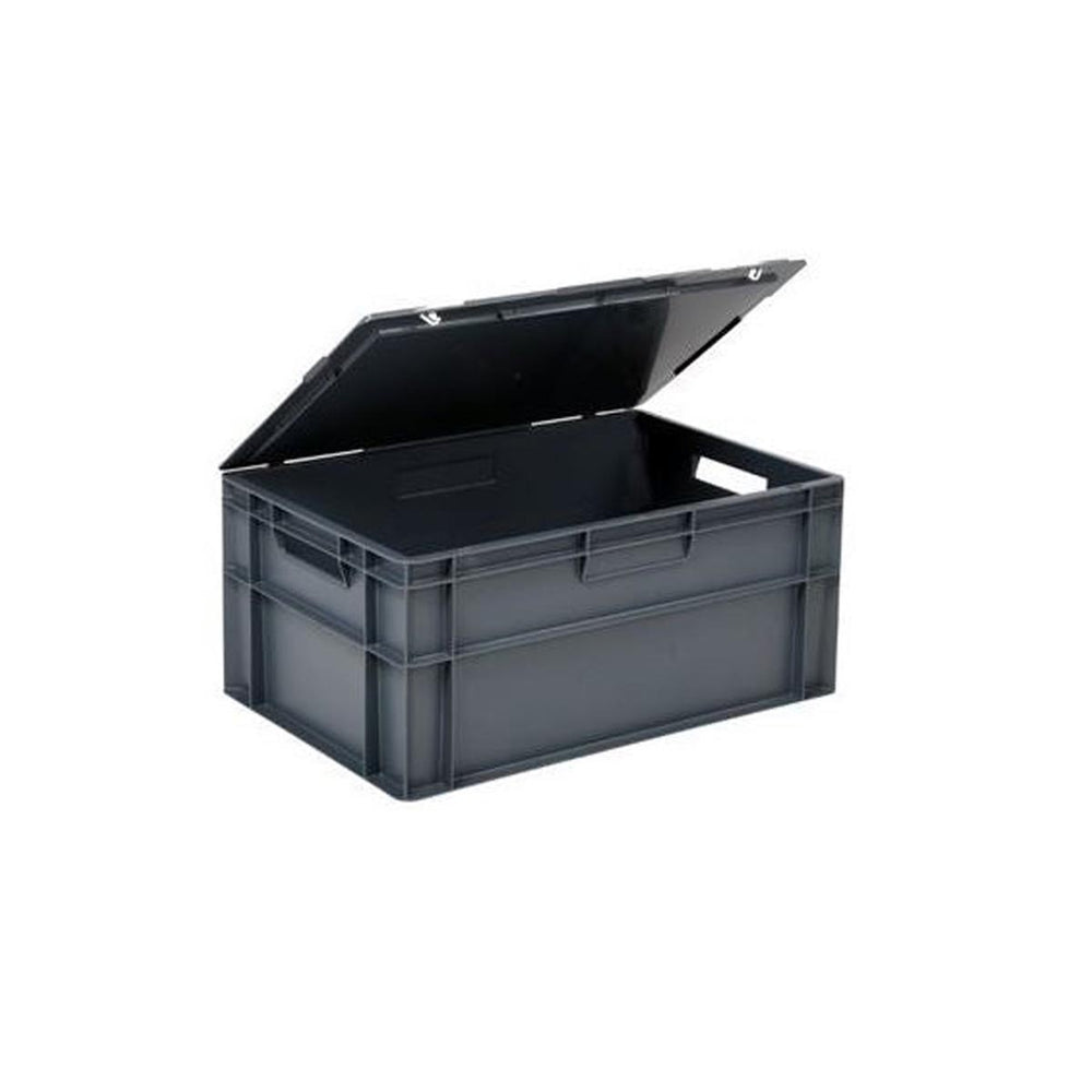 Premium Euro Containers with Hinged Lids - Grey - All Sizes - Tufferman