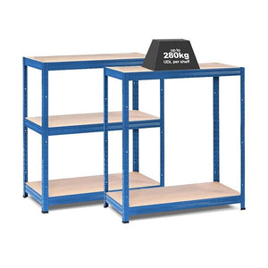 2x VRS Half Height Shelving - 900mm High - 200/280kg - Blue