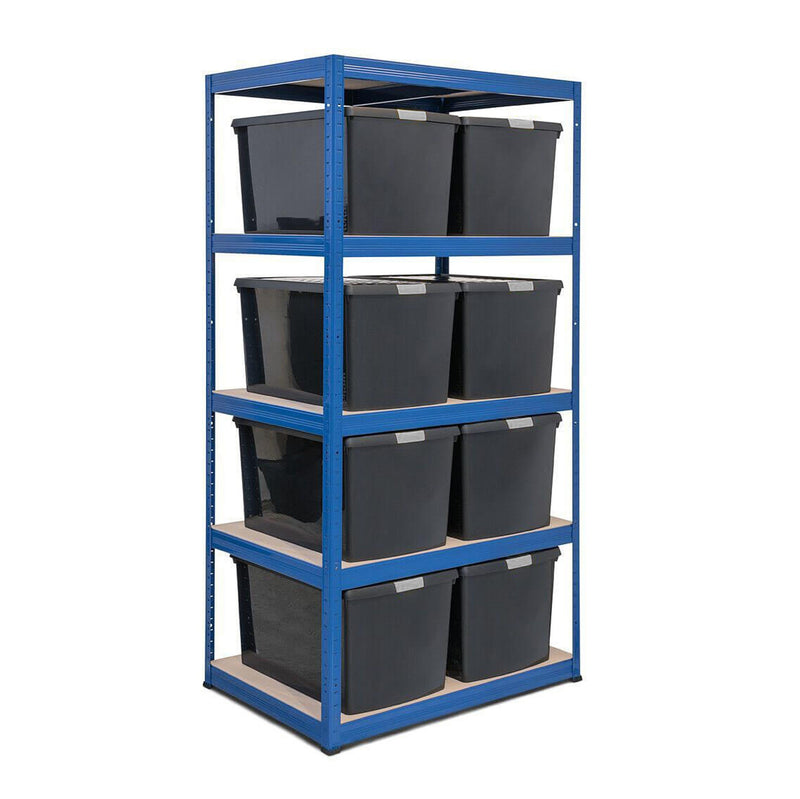 1x Storalex VRS Shelving Unit - 1800mm High - Blue with Wham DIY Plastic  Storage Boxes - Tufferman