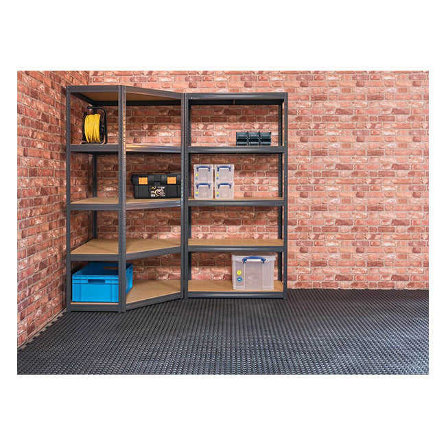 Corner shelving outlet unit for garage