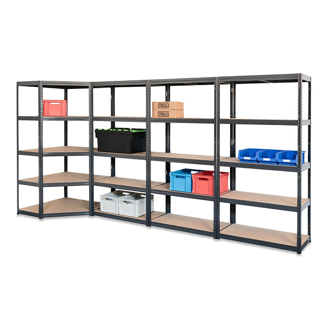 4x VRS Garage Corner Shelving - 1800mm High - 200/280kg - Grey