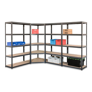 4x VRS Garage Corner Shelving - 1800mm High - 200/280kg - Grey