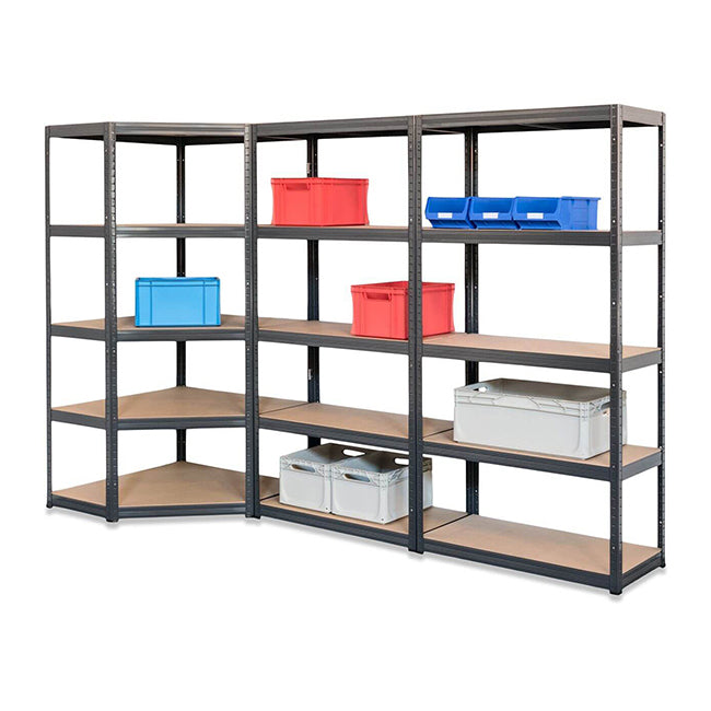 3x VRS Garage Corner Shelving - 1800mm High - 200/280kg - Grey