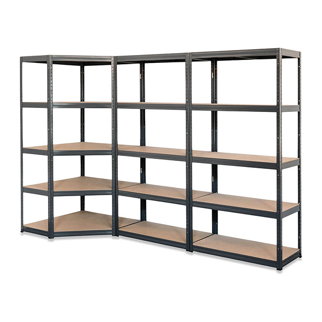 3x VRS Garage Corner Shelving - 1800mm High - 200/280kg - Grey