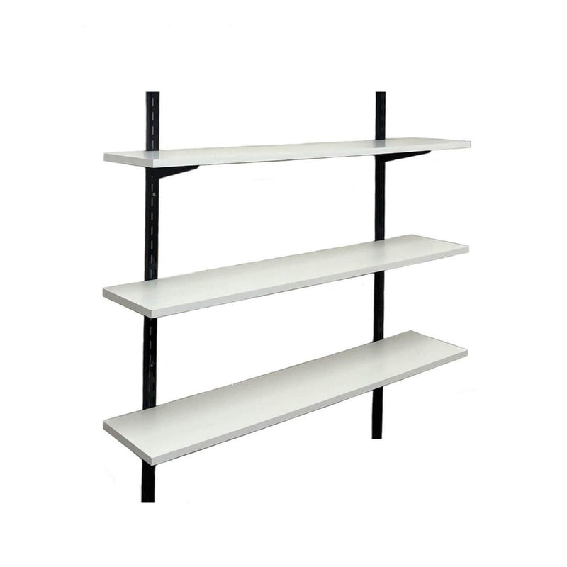 Twin Slot Wall Mounted Shelving - 900mm Wide - Melamine - Black