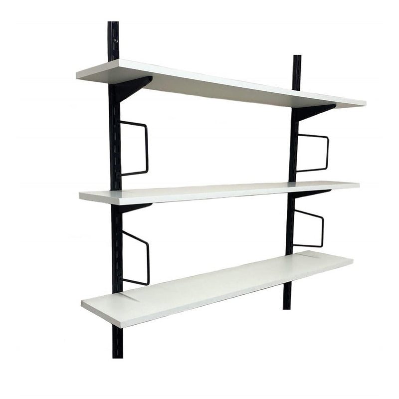 Twin Slot Wall Mounted Shelving - 600mm Wide - Melamine - Black