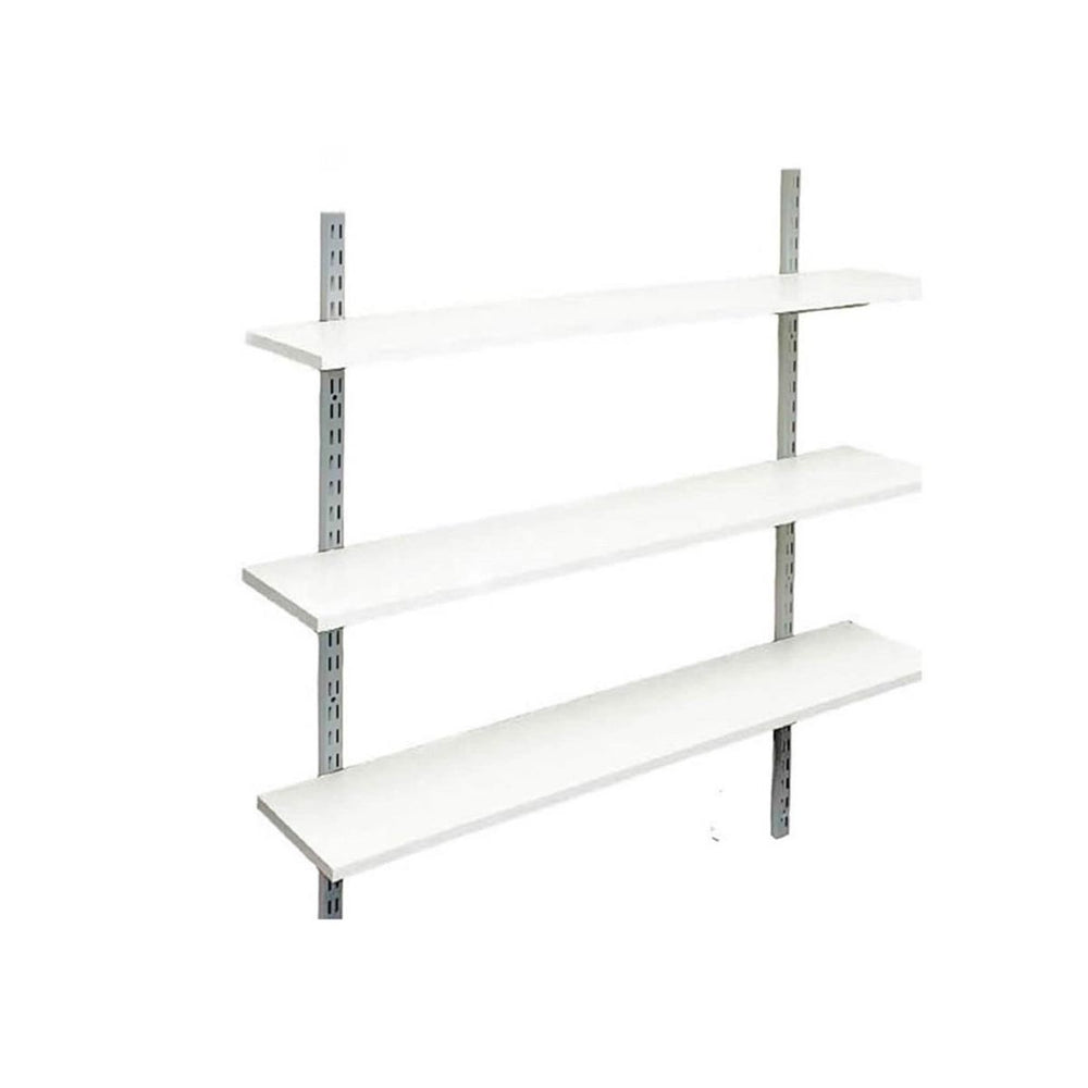 Twin Slot Shelving Wall Mounted 1000mm Wide Melamine Silver