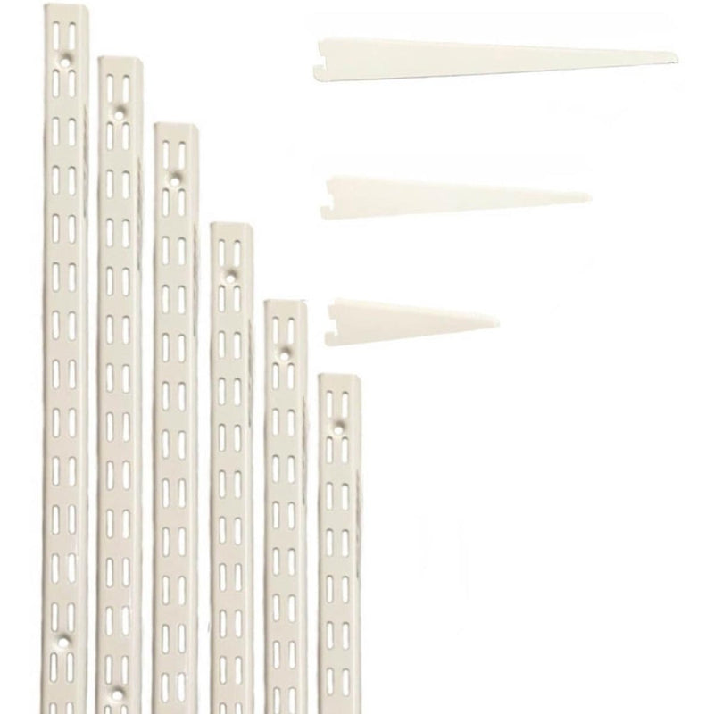 Twin Slot Wall Mounted Shelving - 1000mm Wide - Melamine - White