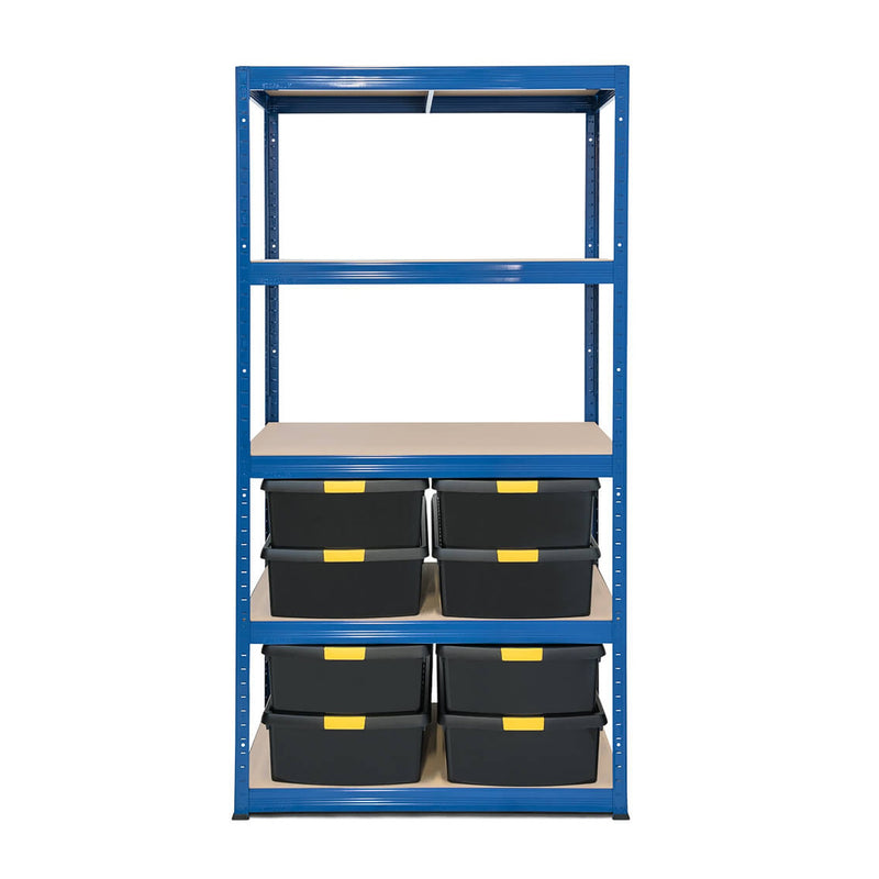 1x VRS Shelving Unit - 1800mm High - Blue with Wham DIY Recycled Plastic Storage Boxes