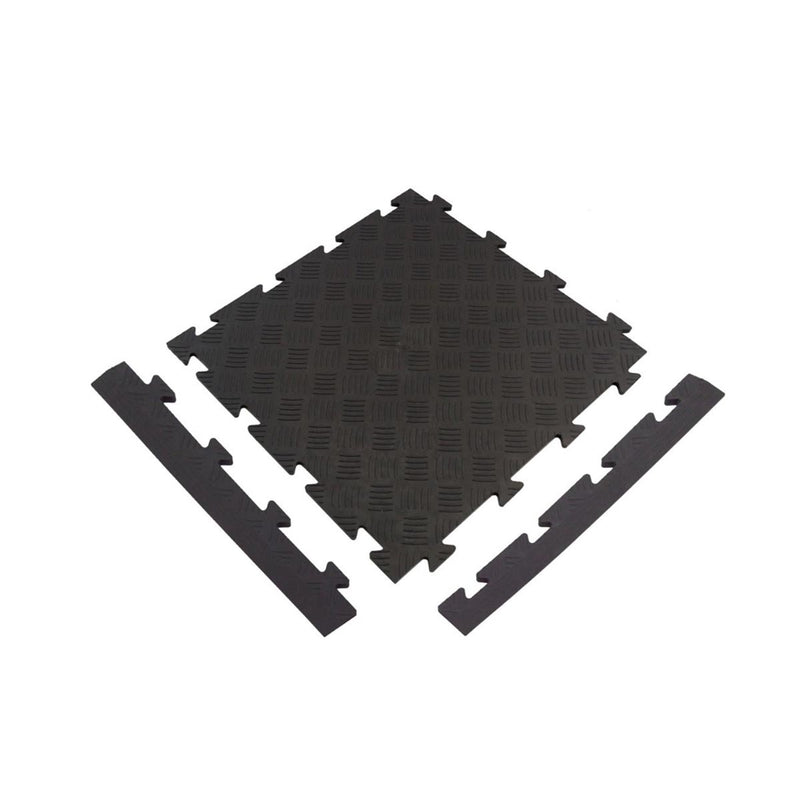 Interlocking Floor Tiles Kit (PVC) - Tread Plate Surface