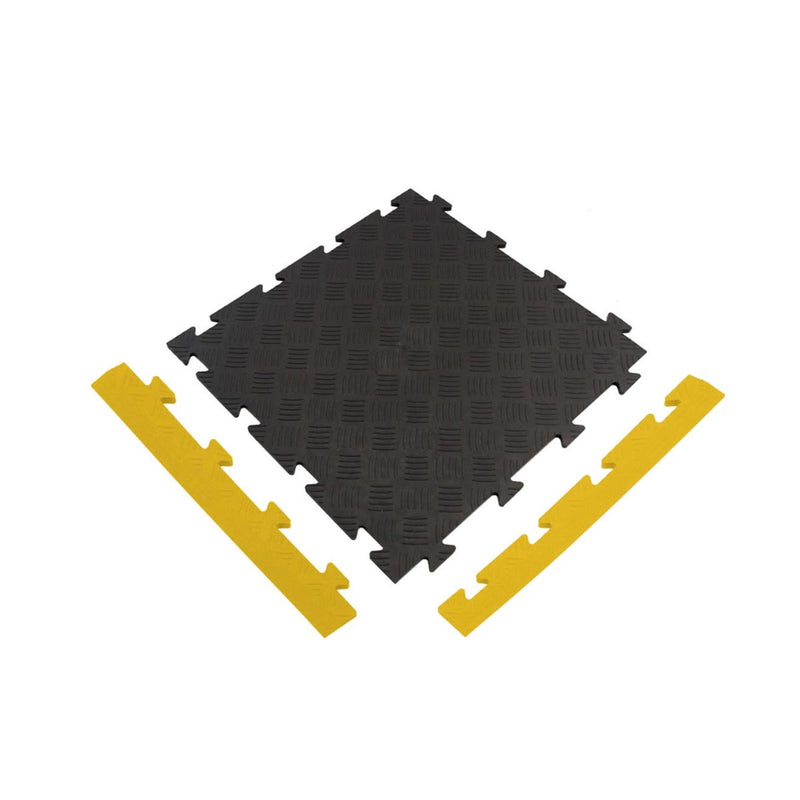 Interlocking Floor Tiles (PVC) - Tread Plate Surface