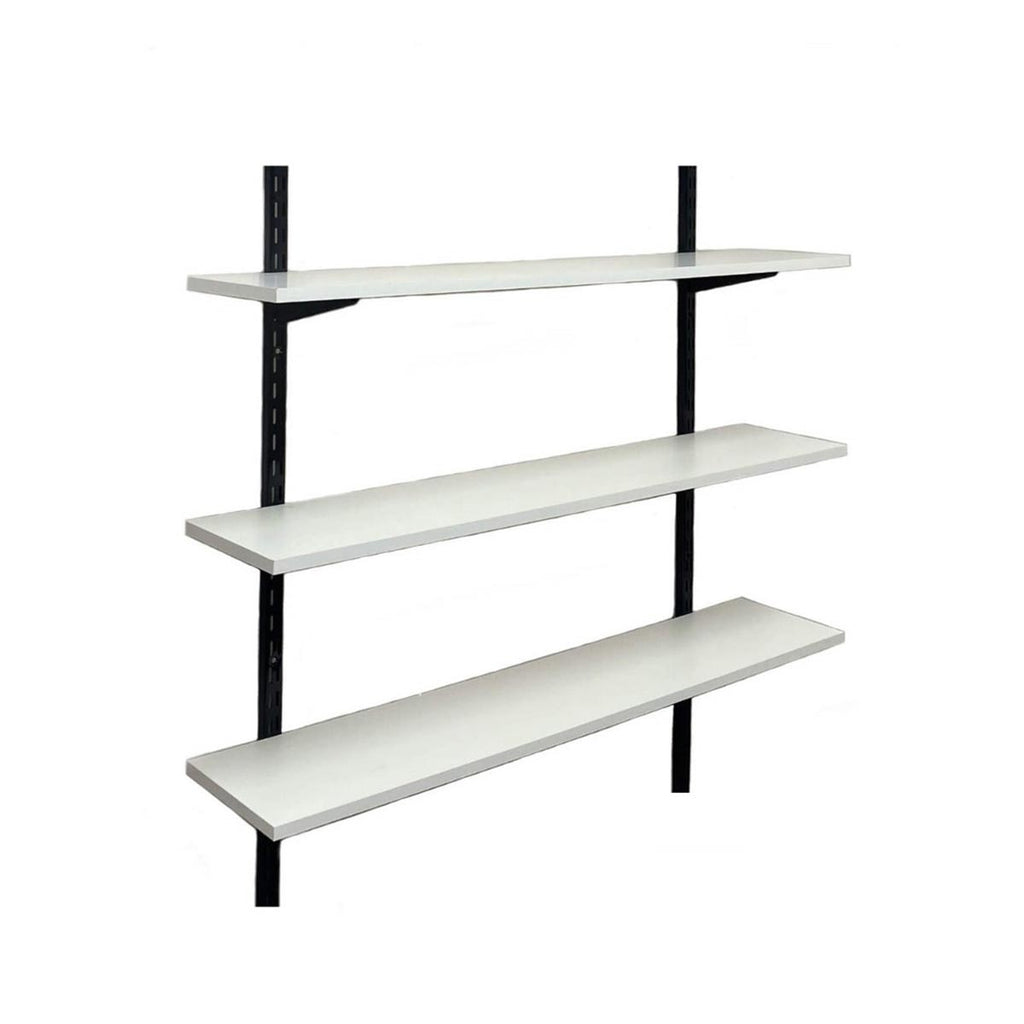 Twin Slot Shelving Wall Mounted 600mm Wide Melamine Black Tufferman