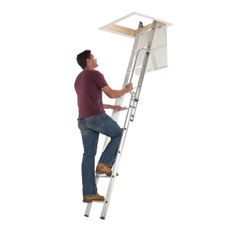 Werner Aluminium Loft Ladder with Handrail - 2 Section