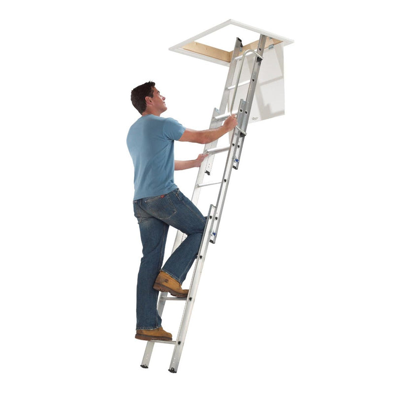 Werner Aluminium Loft Ladder with Handrail - 3 Section