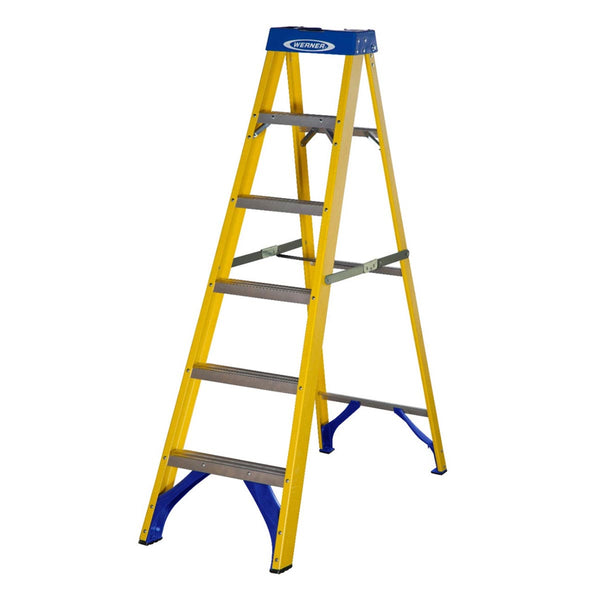 Werner Fibreglass Swingback Step Ladders - (6 Sizes)